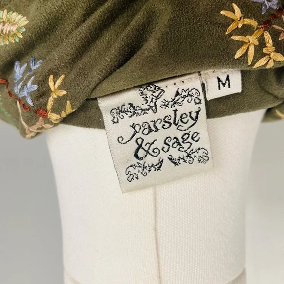 Parsley & Sage Olive Green Embroidered Floral Jacket - Picture 10 of 11